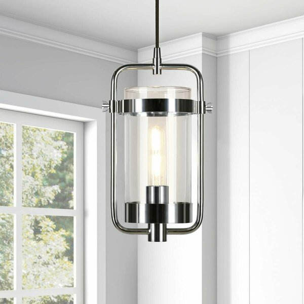 Henn & Hart Orion Industrial Polished Nickel & Clear Glass Pendant PD0249